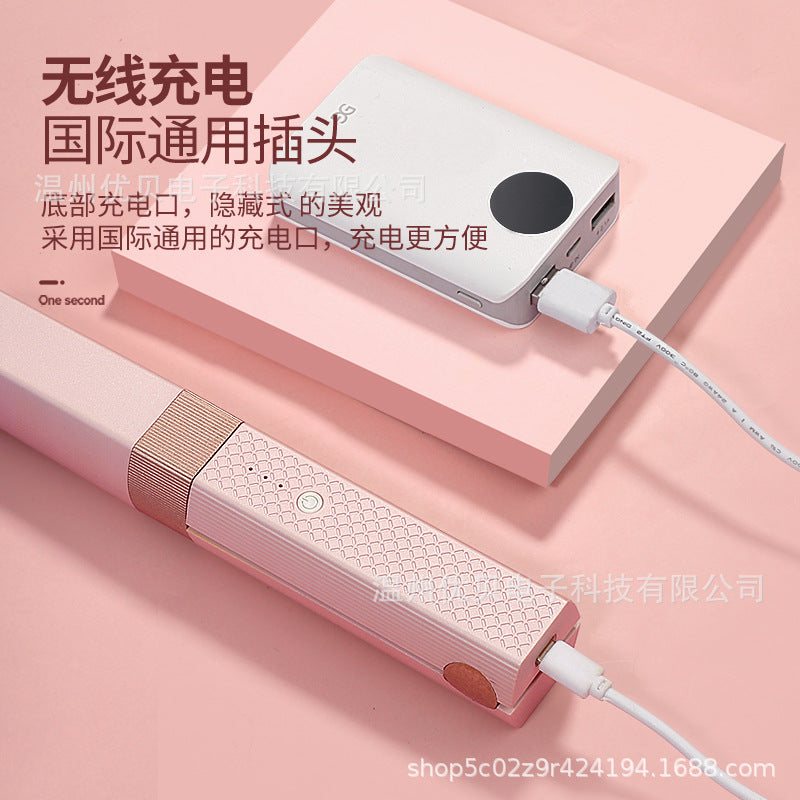 USB充電式ミニヘアアイロン 2WAY ストレート＆カール 前髪用 コンパクト ポータブル
