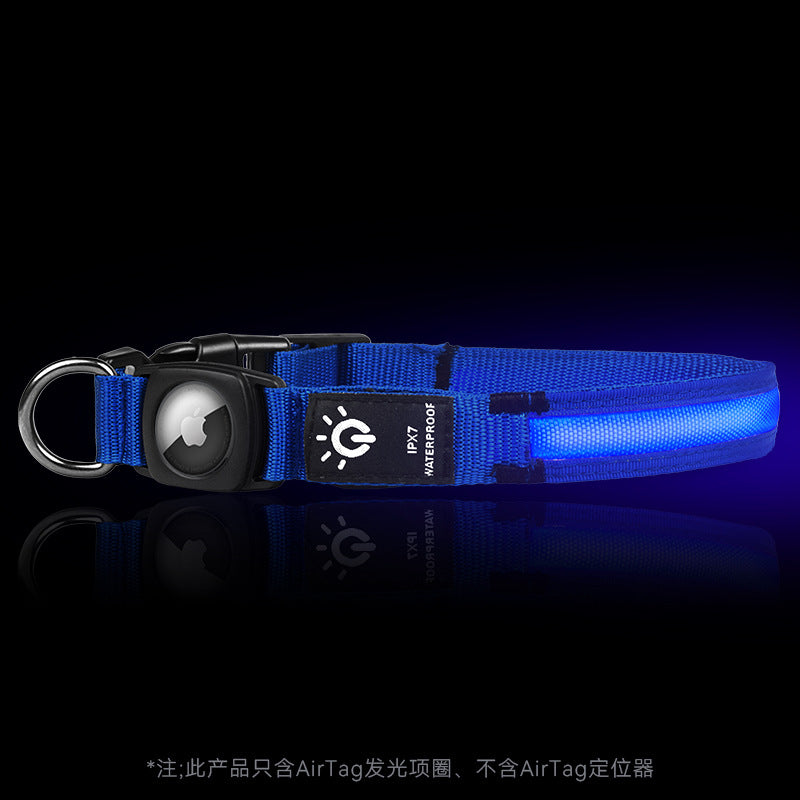 LED光る犬用首輪 防水・充電式 AirTag対応 夜間散歩用 ペットカラー