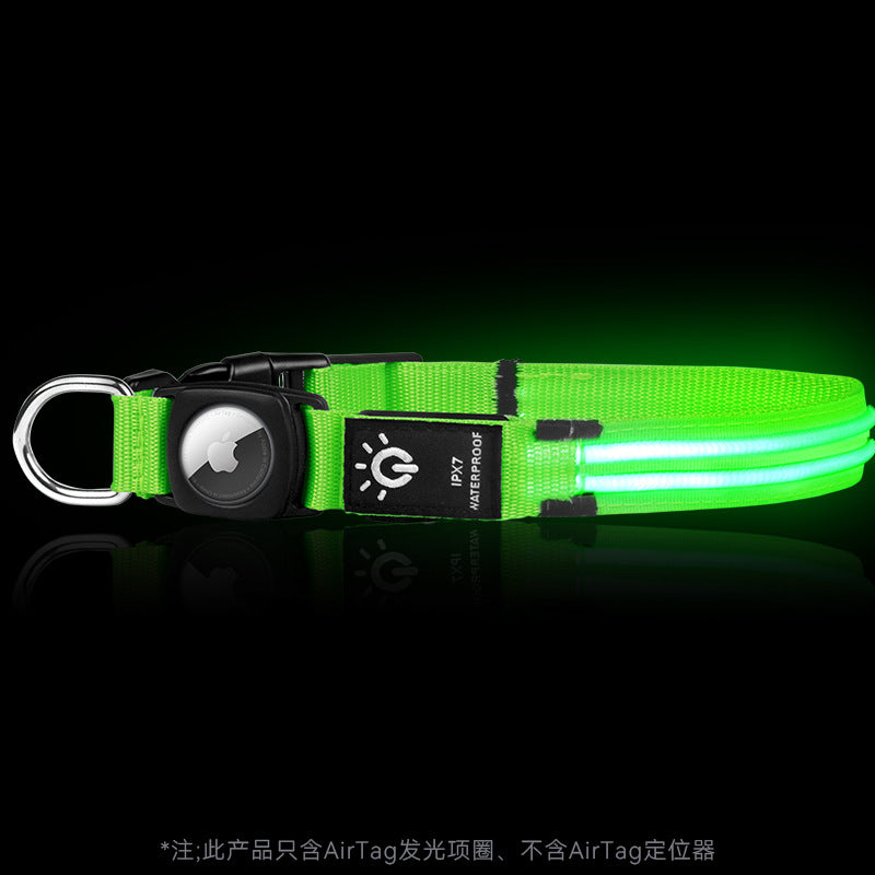 LED光る犬用首輪 防水・充電式 AirTag対応 夜間散歩用 ペットカラー