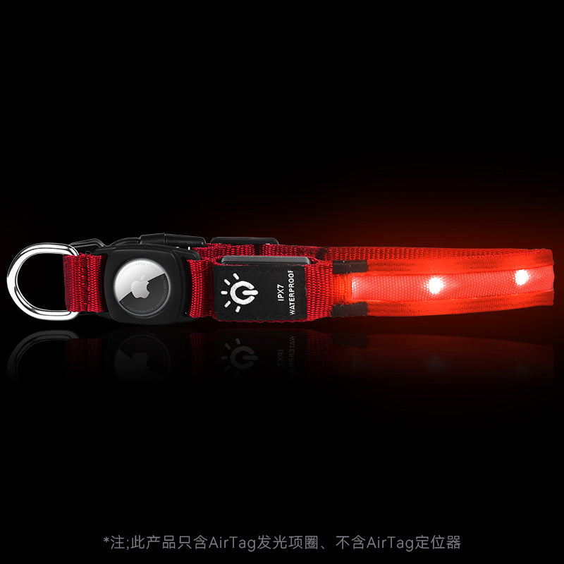 LED光る犬用首輪 防水・充電式 AirTag対応 夜間散歩用 ペットカラー