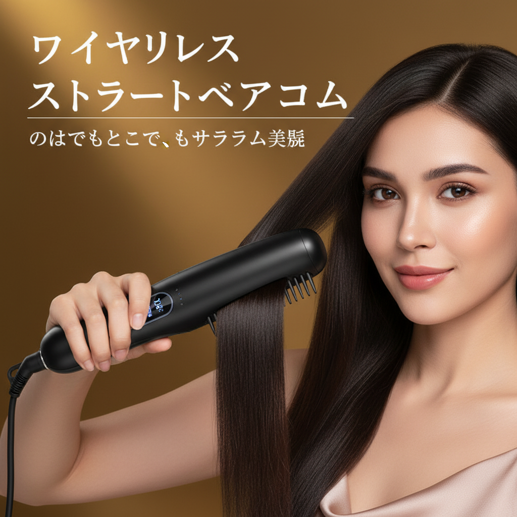 コードレスヘアアイロン 2WAY ストレート＆カール両用 ヘアスタイリングアイロン