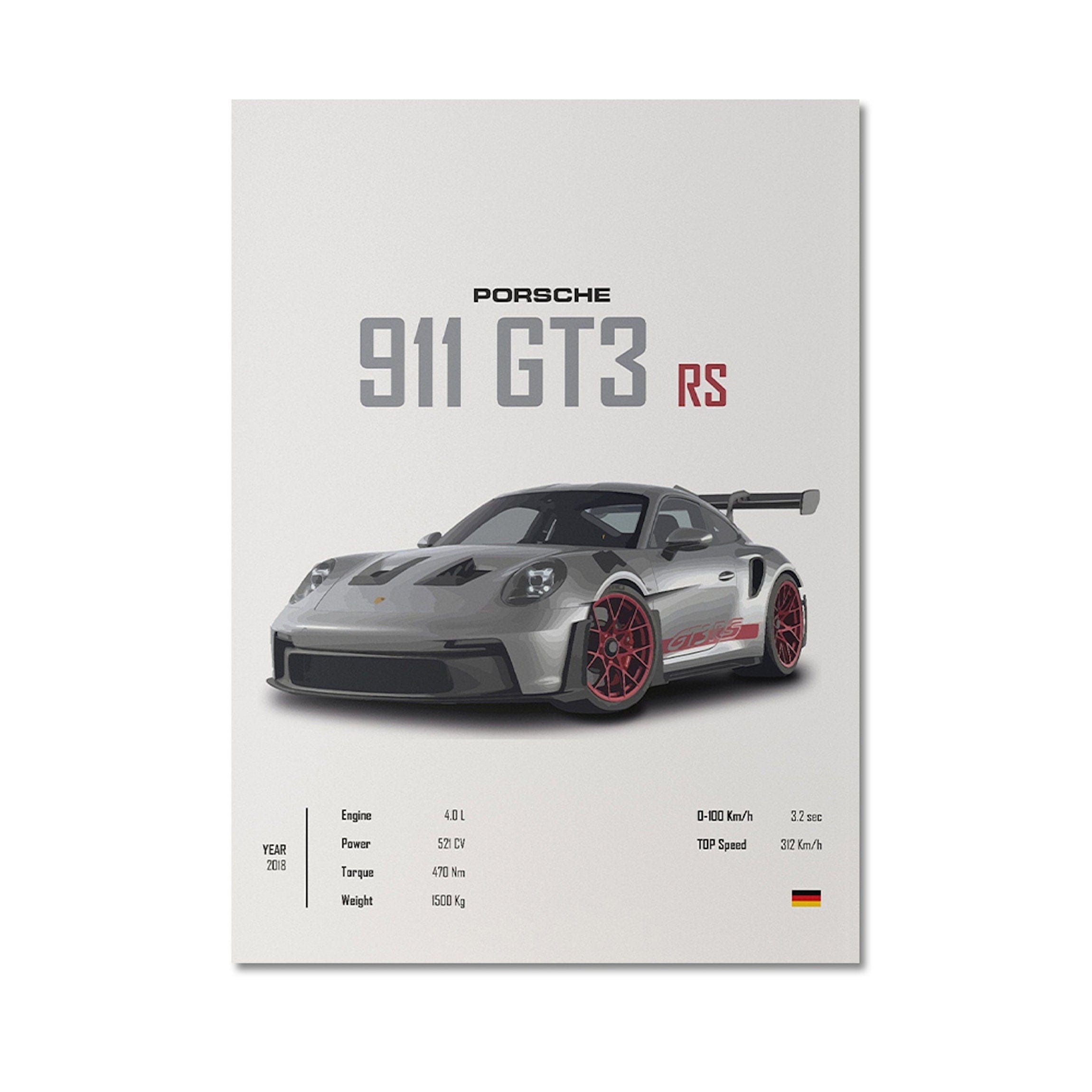 Poster Sportwagen PORSCHE 911 AUDI Rs MERCEDES Amg Gtr  Super Sport Auto · Geschenk für ihn · Wohnzimmmer Büro · Wand Deko PrintIohne Rahmen