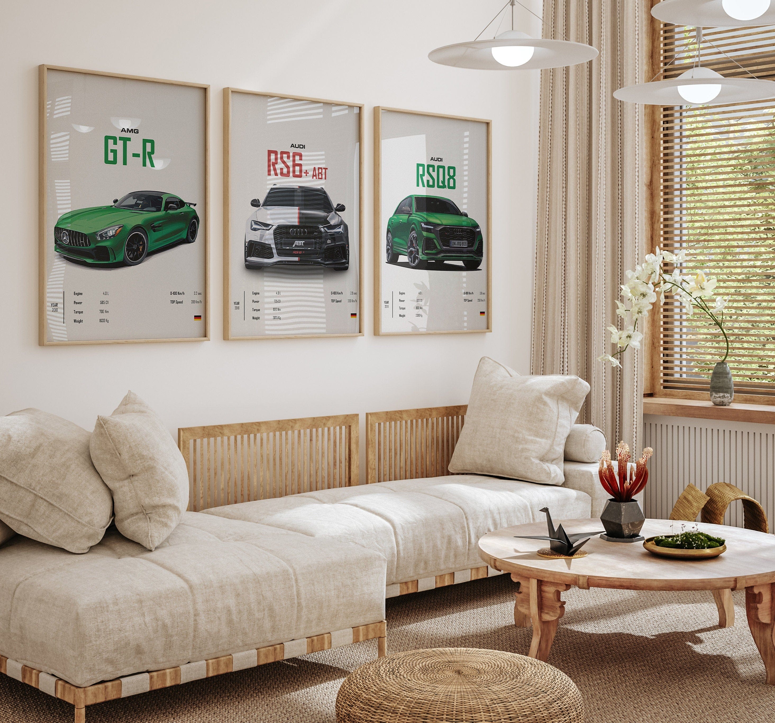 Poster Sportwagen PORSCHE 911 AUDI Rs MERCEDES Amg Gtr  Super Sport Auto · Geschenk für ihn · Wohnzimmmer Büro · Wand Deko PrintIohne Rahmen